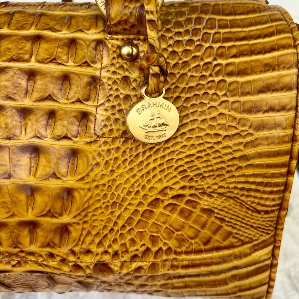 Brahmin Tan Croc-Embossed Satchel with Strap and Pouch - Picture 7 of 16